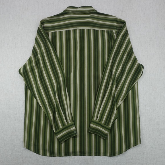 Tommy Bahama Shirt XL Multi Stripe Green Long Sleeve Silk Casual Bottom Front - Picture 3 of 10